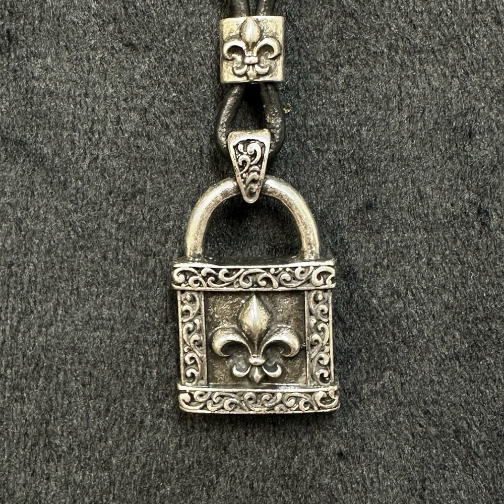 Stigma Lock Pendant Necklace on‎ Cord Unisex Jewelry Grunge Hipster